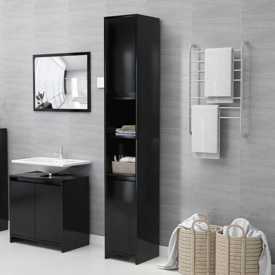 Armoire de salle de bain Noir 30x30x183,5 cm Bois dingénierie