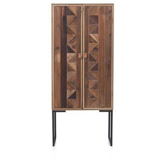 Armoire de salon 2 portes Bois recyclé/Métal - JESLY - L 69 x l 35 x H 160