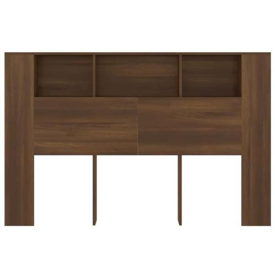 Armoire de tête de lit - ZERONE - Chêne marron - 160 cm - Bois massif