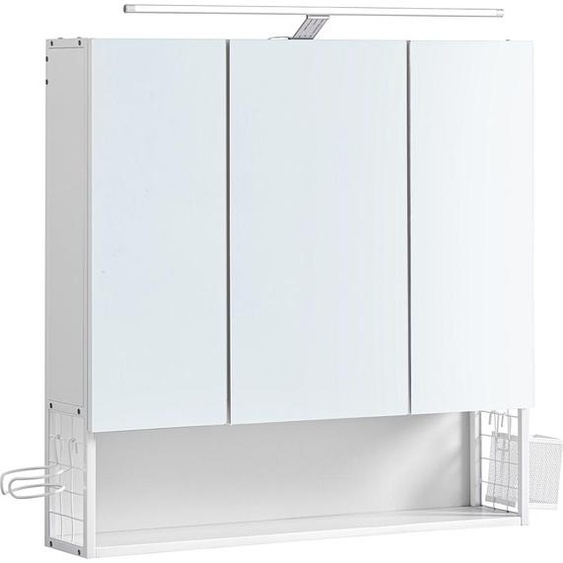 Armoire de toilette à 3 portes, éclairage et tablette réglable en hauteur
