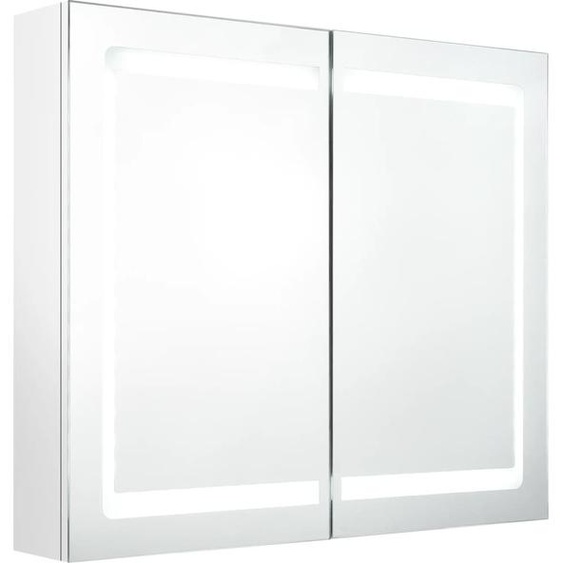 Armoire de toilette à miroir LED blanc brillant 80x12x68 cm