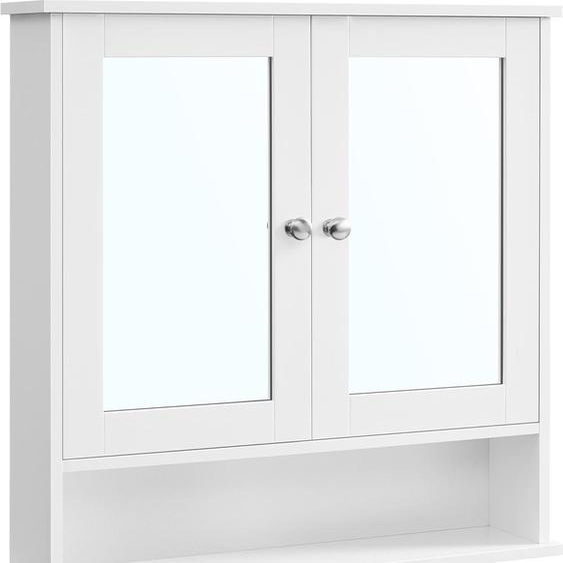 Armoire de toilette avec compartiment ouvert, montage mural, blanc