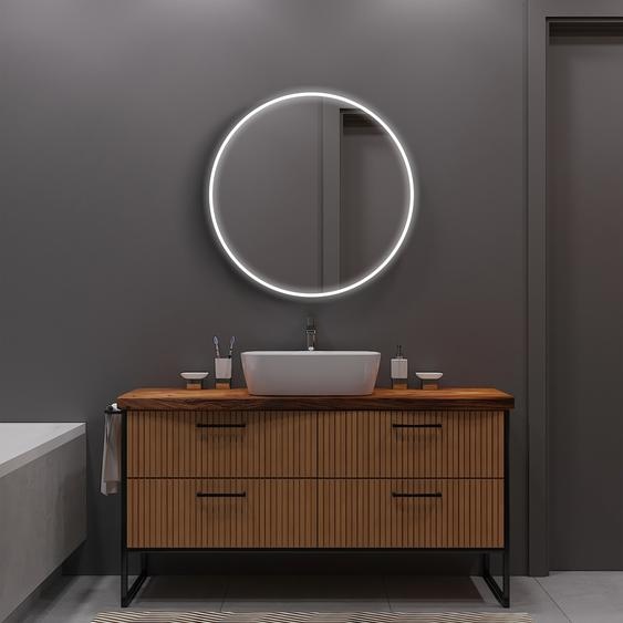 Armoire de toilette avec éclairage Talos Mira Ø60 cm - armoire de toilette salle de bain avec 2 étagères - aluminium - paroi arrière en miroir