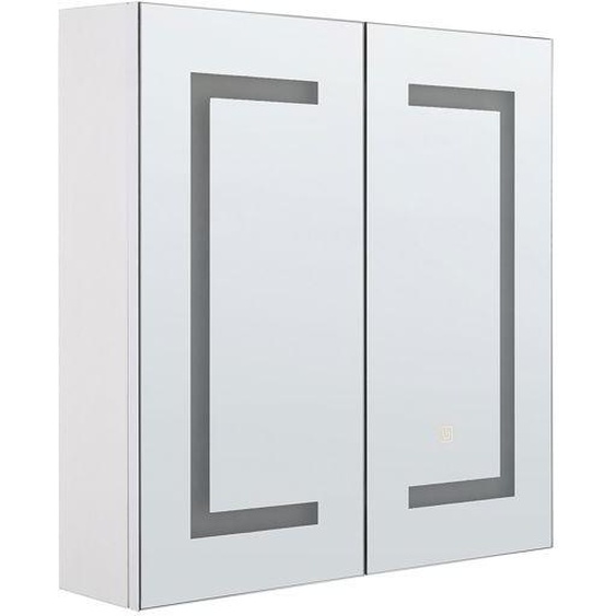 Armoire de toilette blanche avec miroir LED 60 x 60 cm MAZARREDO