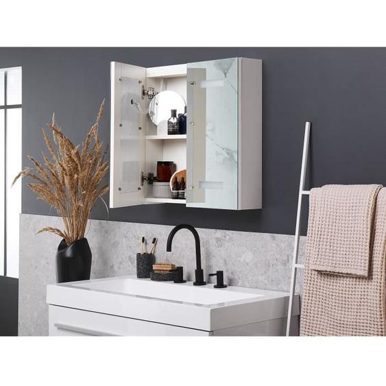 Armoire de toilette blanche avec miroir LED 60 x 60 cm TALAGAPA