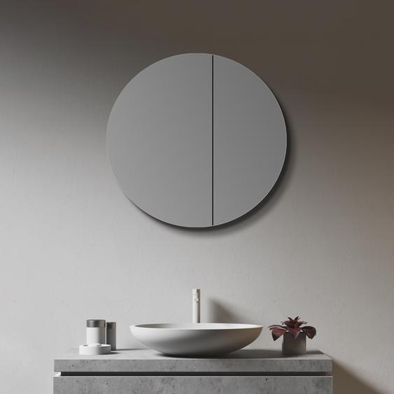 Armoire de toilette TALOS ronde Ø 60 cm - armoire de toilette avec corps en aluminium de haute qualité - armoire de toilette avec deux étagères en verre