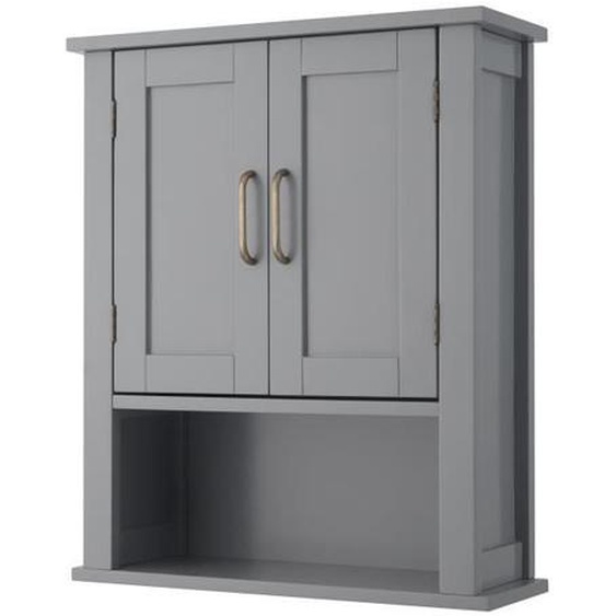Armoire de toilette - TEAMSON HOME - Mercer - Bois - Finition grise - Style Mid-Century