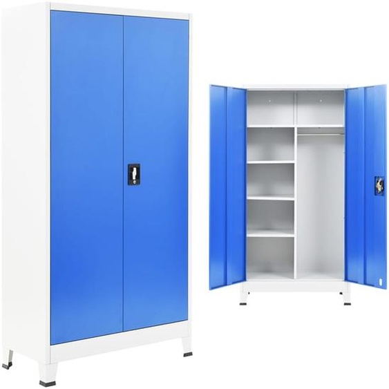 Armoire de vestiaire 2 portes Métal 90x40x180 cm Gris et bleu