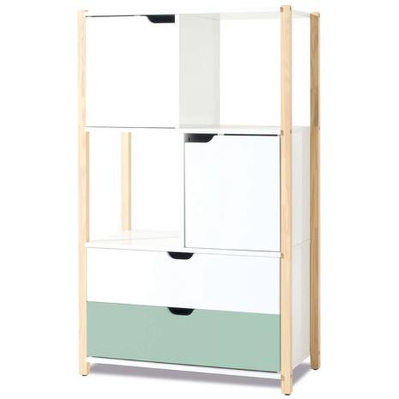 Armoire Denfant Montessori (portes Et Tiroirs) Vert-menthe