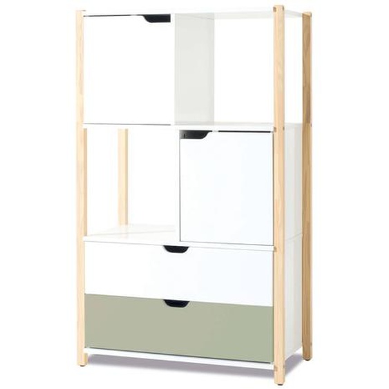 Armoire Denfant Montessori (portes Et Tiroirs) Vert Olive