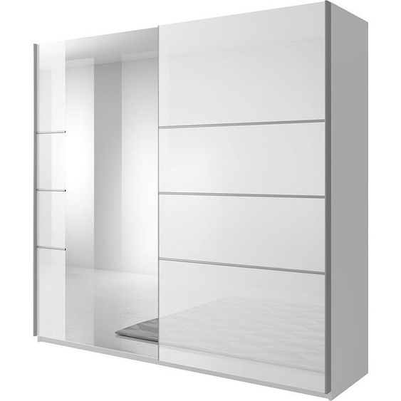 Armoire design avec 2 portes 220 cm avec miroir. Couleur blanc brillant. Collection EOS.