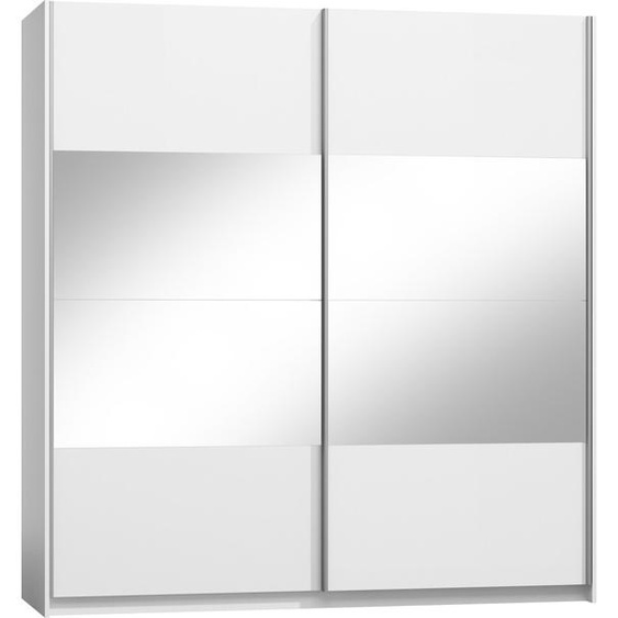 Armoire design VERONA avec deux portes coulissantes. Miroir inclus. Couleur blanc alpin, surfaces brillantes.