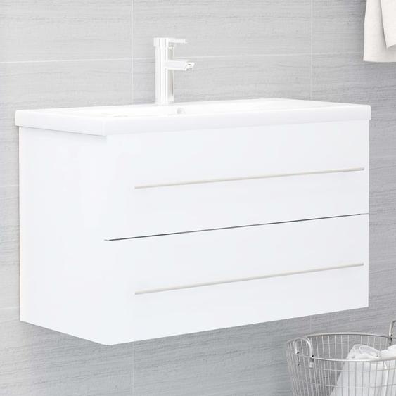Armoire dévier avec lavabo intégré Blanc Aggloméré