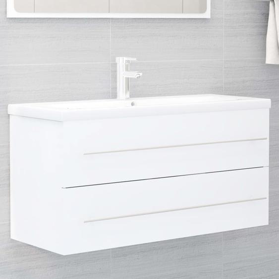 Armoire dévier avec lavabo intégré Blanc Aggloméré