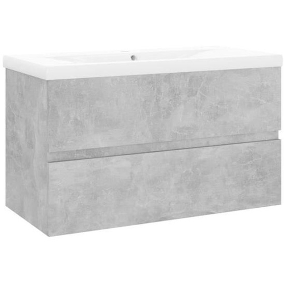 Armoire dévier - VIDAXL - Modèle 3071553 - Gris béton - Lavabo intégré - 1 tiroir