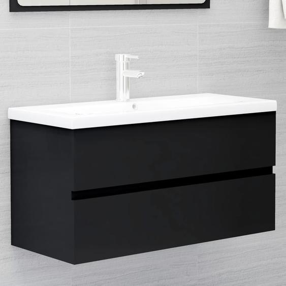 Armoire dévier avec lavabo intégré Noir Bois dingénierie