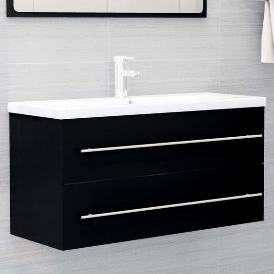 Armoire dévier avec lavabo intégré Noir Aggloméré