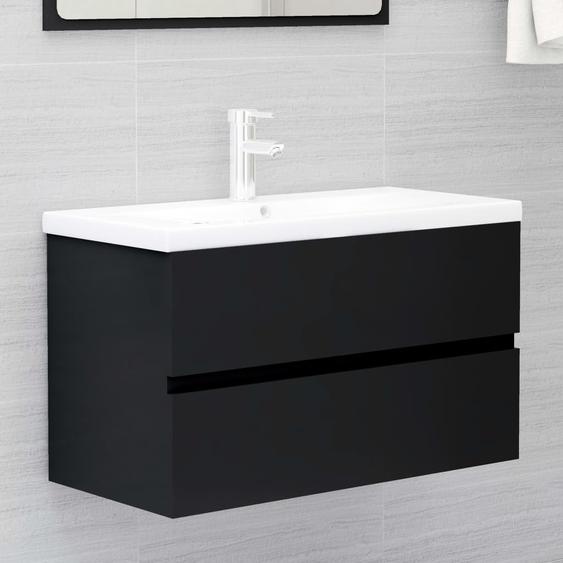 Armoire dévier avec lavabo intégré noir bois dingénierie