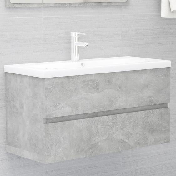Armoire dévier et lavabo intégré Gris béton Bois dingénierie