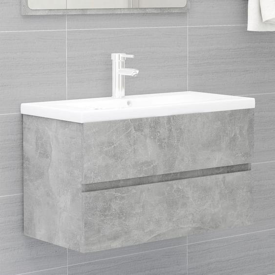 Armoire dévier et lavabo intégré gris béton bois dingénierie