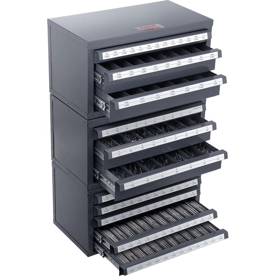 Armoire distributrice de forets VEVOR, 3 pièces, trois tiroirs pour 1/16 à 1/2 et tailles de lettres A à Z, organiseur de forets avec cinq tiroirs pour fils de calibre n° 1 à n° 60, armoire empilable