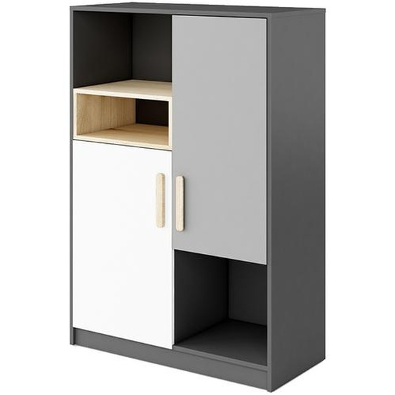 Armoire double graphite et blanc pour ado - Panneaux Stratifiés