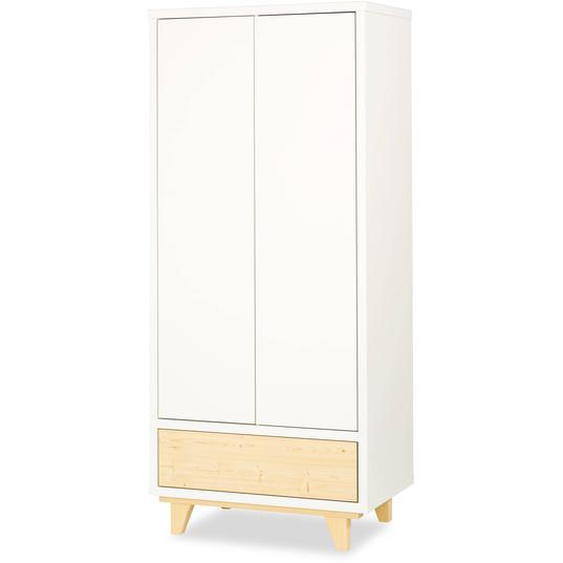 Armoire double scandinave blanche Lydia - Pin Massif et MDF