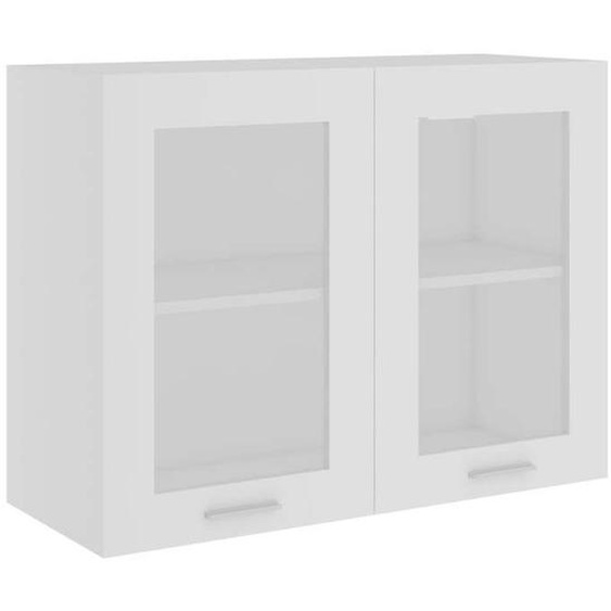 Armoire en verre suspendue, Meuble haut cuisine Blanc 80x31x60cm Bois dingénierie 7009809 FrenchDays