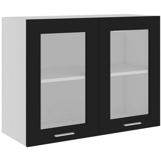 Armoire en verre suspendue, Meuble haut cuisine Noir 80x31x60cm Bois dingénierie 3381016 FrenchDays