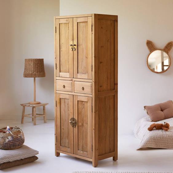 Armoire Enfant En Bois De Pin Massif Recyclé Yuki Naturel Naturel