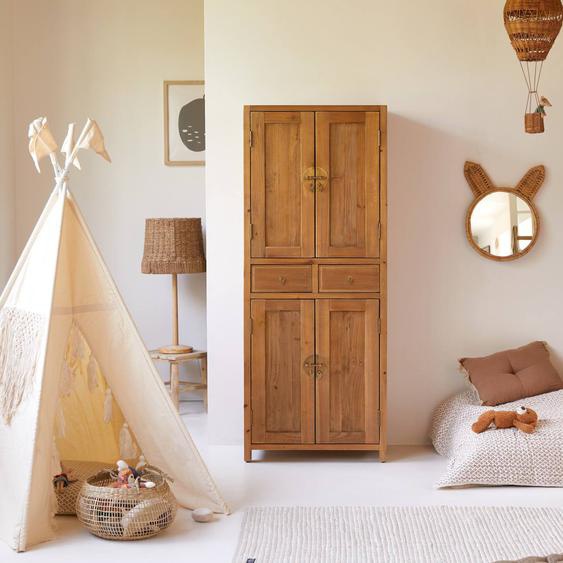 Armoire Enfant En Bois De Pin Massif Recyclé Yuki Naturel Naturel