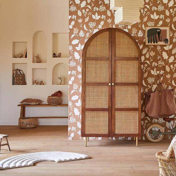 Armoire Enfant En Bois Dorme Et Rotin Lisbeth Marron