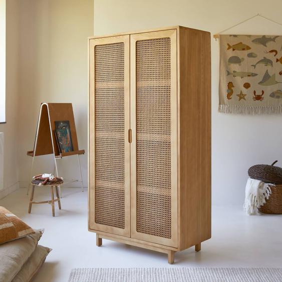 Armoire Enfant En Bois Dorme Massif Et Cannage Luis Naturel