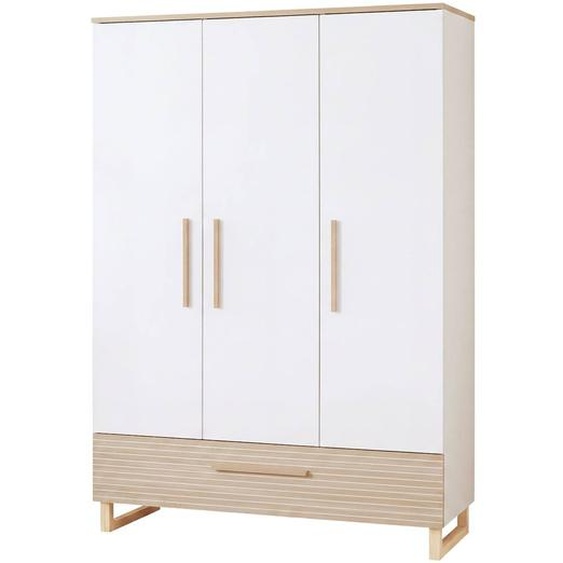 Armoire Enfant noah 3 Portes – Fraisages De Haute Qualité Blanc - Chêne Tristan