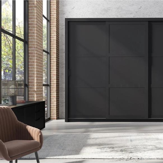 Armoire FRAMA 255cm noire avec portes coulissantes