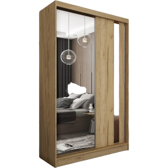 Armoire Gabo de 120 cm avec miroir, 2 portes coulissantes (couleur : artisan)