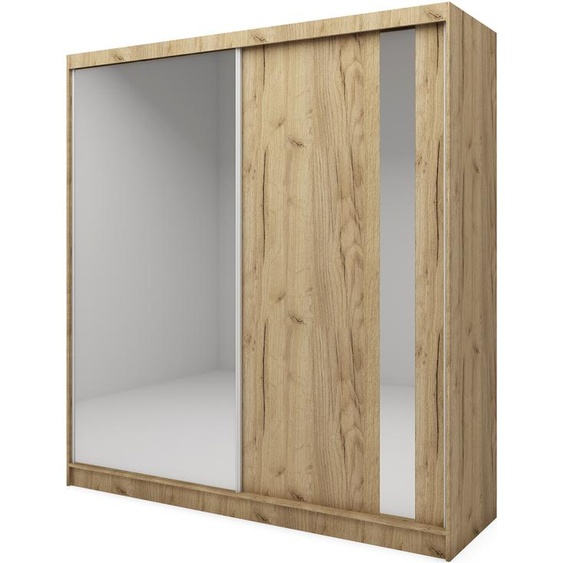 Armoire Gabo de 200 cm avec miroir, 2 portes coulissantes (couleur : artisan)