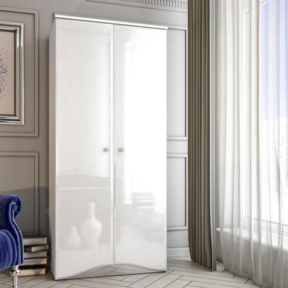 Armoire « Glamour » à portes battantes, 90 cm, MDF blanc brillant, 76484099
