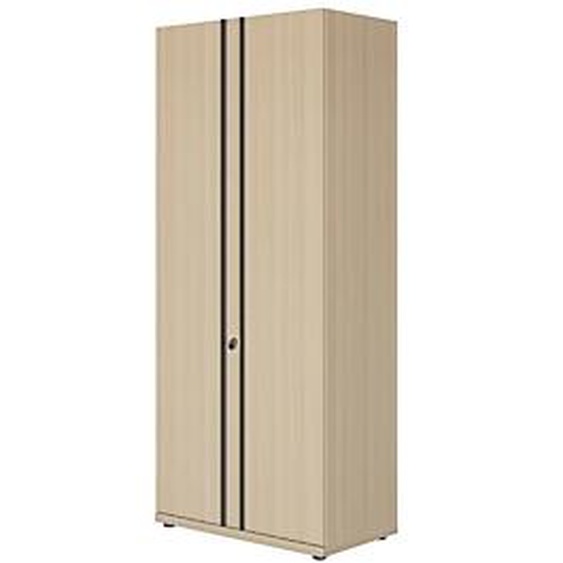 Armoire haute Fusion - L.81 x H.190 cm - 2 Portes battantes - Chêne structuré