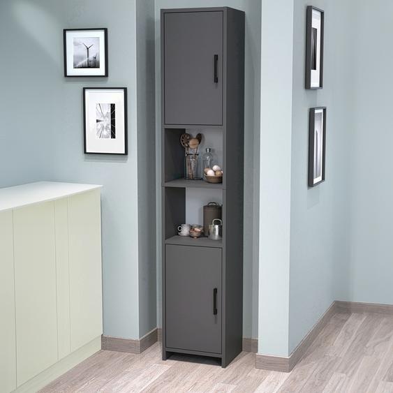 Armoire haute Rautrina Armoire de salle de bains avec 2 portes et 6 compartiments 180 x 35 x 30 cm Anthracite