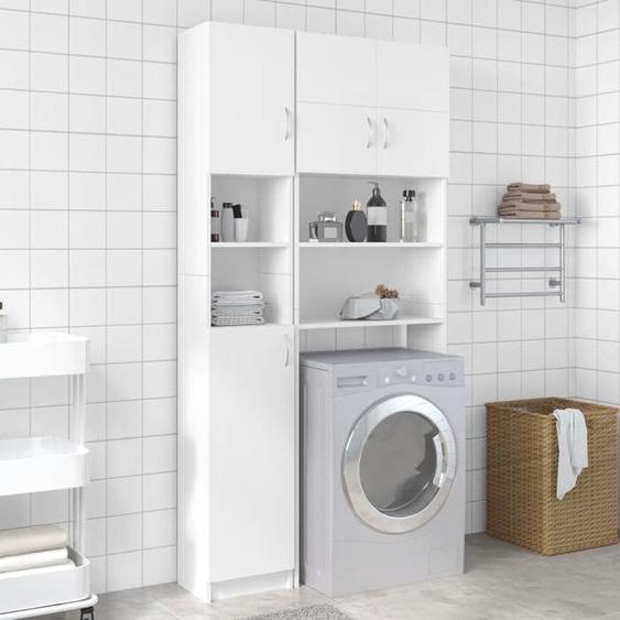 Armoire Haute Toilette/Ensemble de meuble pour machine à laver - VIDAXL - Blanc Bois dingénierie CC12849530