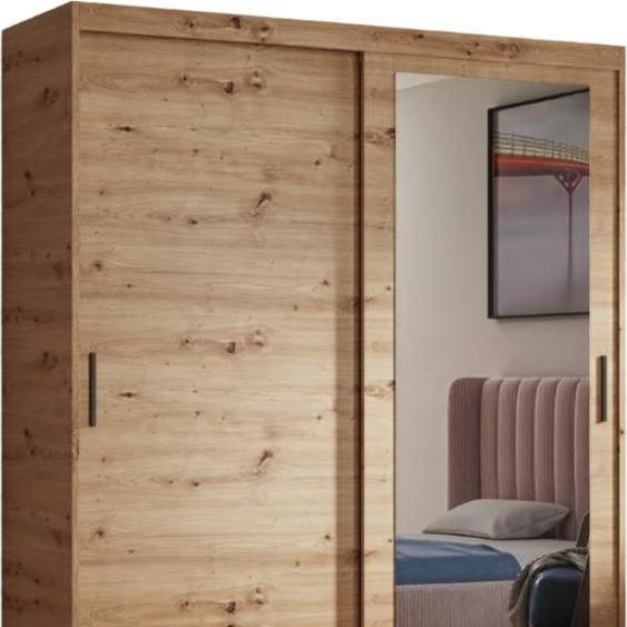 Armoire Henry avec miroir, 160 cm, comprenant 2 portes coulissantes (artisan)