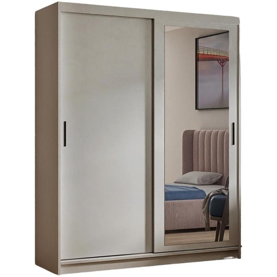 Armoire Henry avec miroir, 180 cm, comprenant 2 portes coulissantes. Armoire coulissante (couleur cachemire)