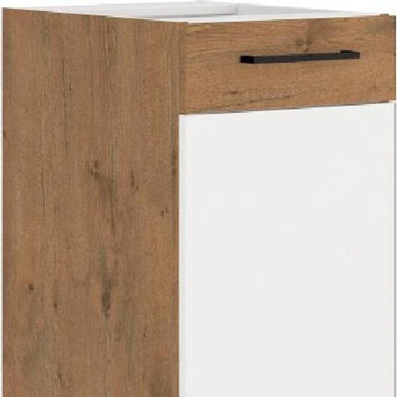 Armoire inférieure à une porte VANYA – largeur 40 cm, blanc / chêne lancelot
