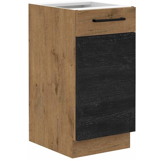 Armoire inférieure à une porte VANYA – largeur 40 cm, dark wood / chêne lancelot