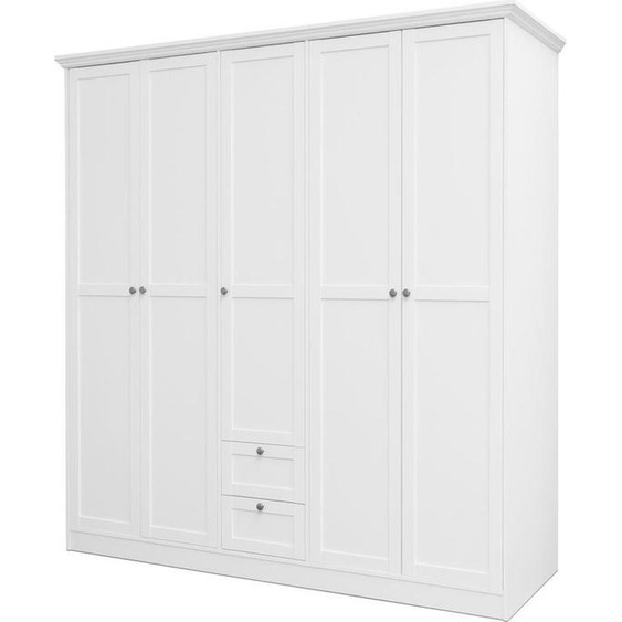 Armoire Landwood armoire à portes battantes en blanc 5 portes 190 cm