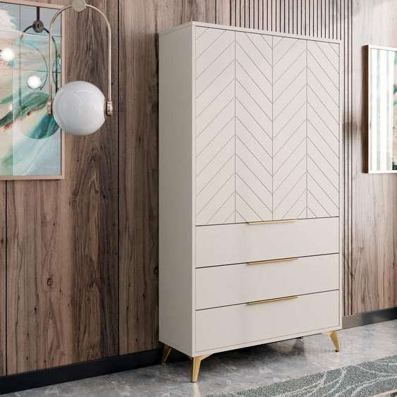Armoire large 104 cm avec tiroirs XELA – beige sable