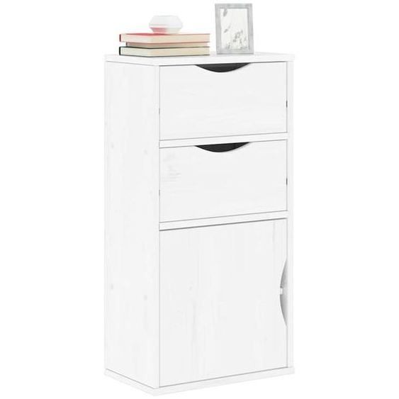 Armoire latérale tiroirs ODDA blanc 40x24x79 cm bois massif pin