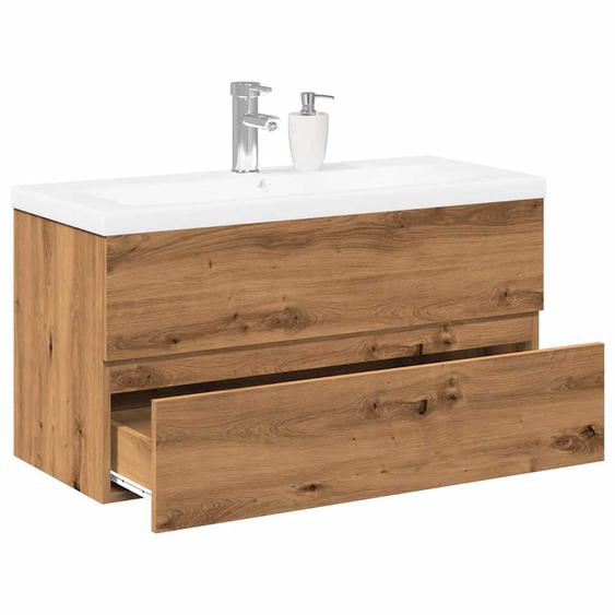 Armoire lavabo avec bassin intégré chêne artisanal