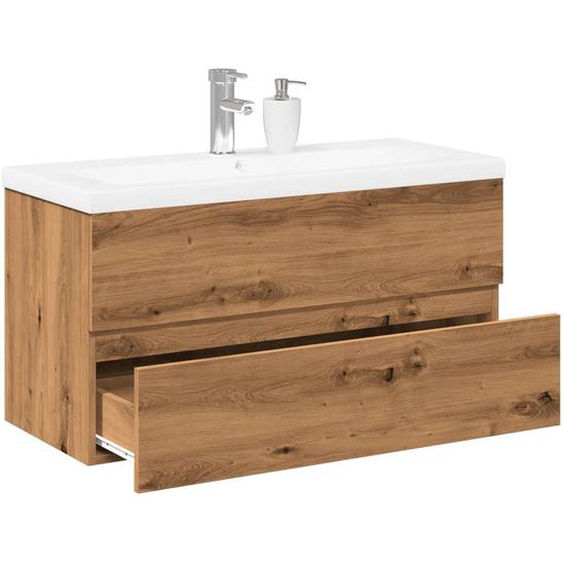 Armoire lavabo avec bassin intégré chêne artisanal